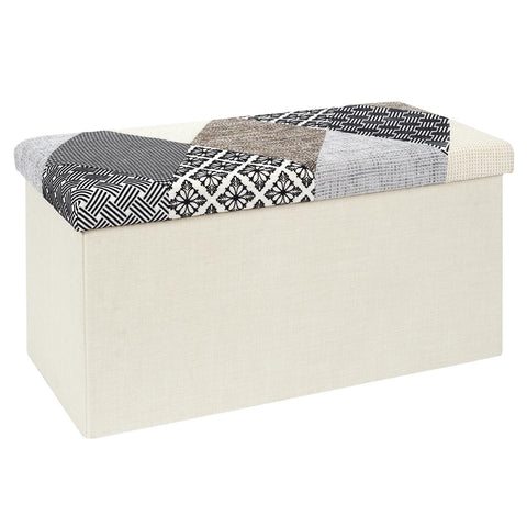 Banc Coffre De Rangement Pliable Patchwork Gris