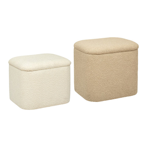 Lot de 2 poufs coffre Dani velours Beige