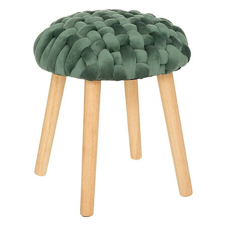 Tabouret En Velours Tricoté Akemi Vert Jade