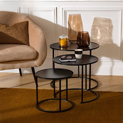 Lot de 3 tables café Noan Noires