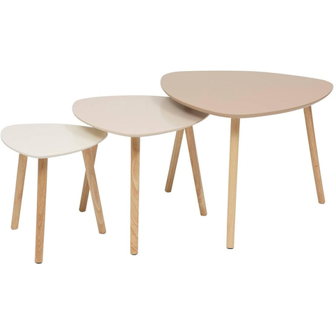 Lot de 3 tables café Mileo Beige