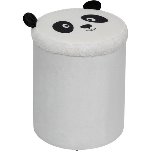 Pouf De Rangement Pliant Panda Noir Blanc