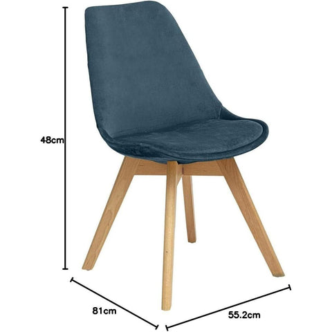 chaise de table en velours baya bleu canard