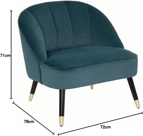 Fauteuil En Velours Naova Bleu Canard