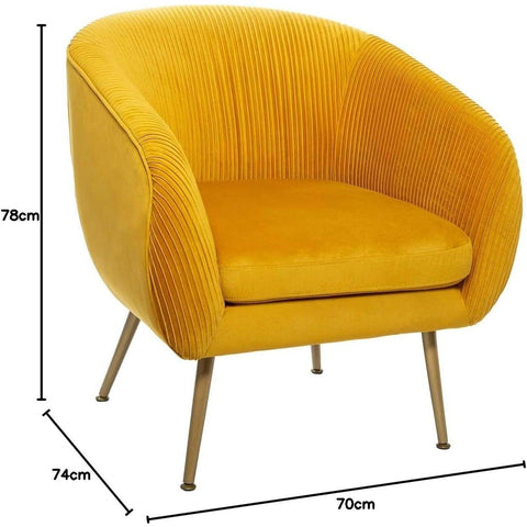 Fauteuil Velours Plissé Jaune Solaro