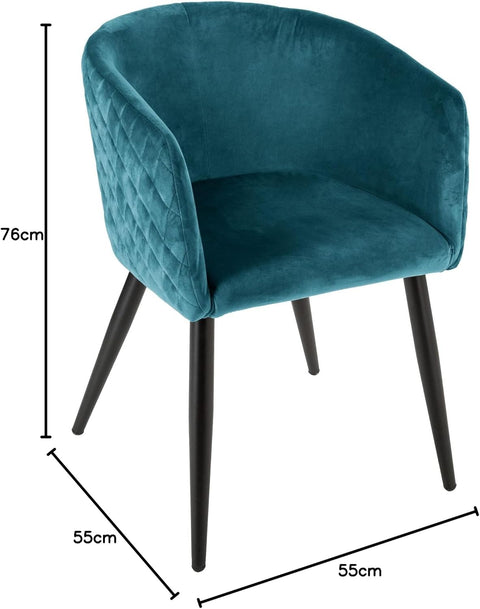 Fauteuil Velours Bleu Canard Marlo