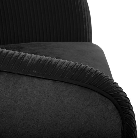 Fauteuil Velours Plissé Noir Solaro