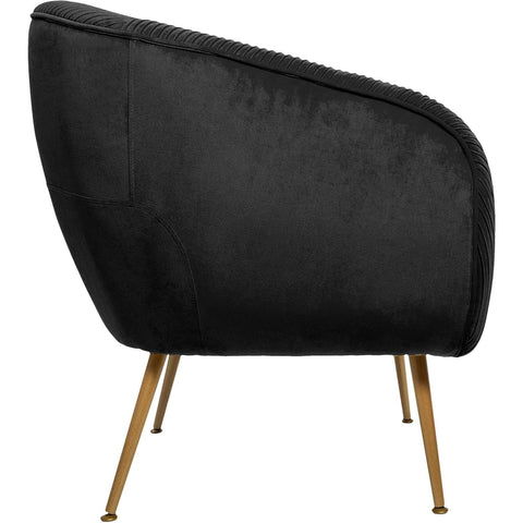 Fauteuil Velours Plissé Noir Solaro