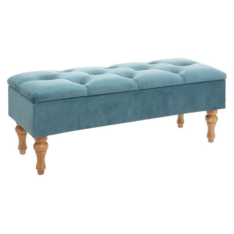 Banc Coffre Atelier D'hiver En Velours Bleu