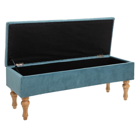 Banc Coffre Atelier D'hiver En Velours Bleu