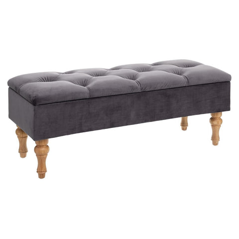 Banc Coffre Atelier D'hiver En Velours Gris