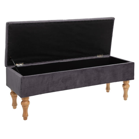 Banc Coffre Atelier D'hiver En Velours Gris