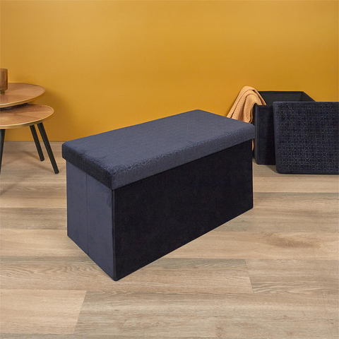 Banc coffre pliable Retro Bleu Foncé