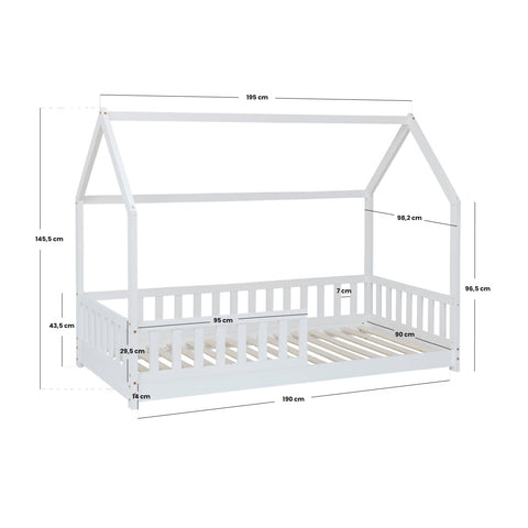 Lit cabane enfant Bosco Blanc 90x190