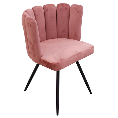 Chaise Ariel En Velours Rose