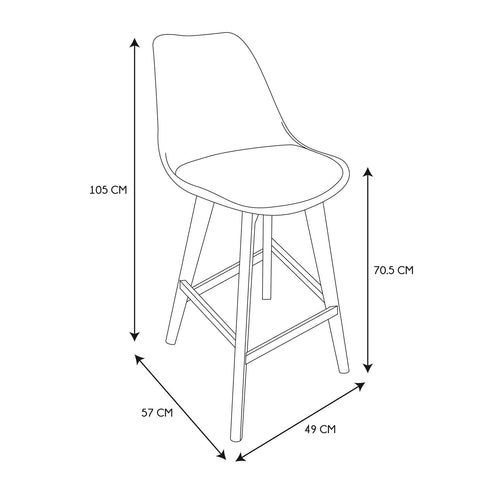 Chaise De Bar En Bois et Plastique Blanche