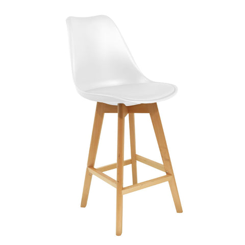 Chaise De Bar En Bois et Plastique Blanche