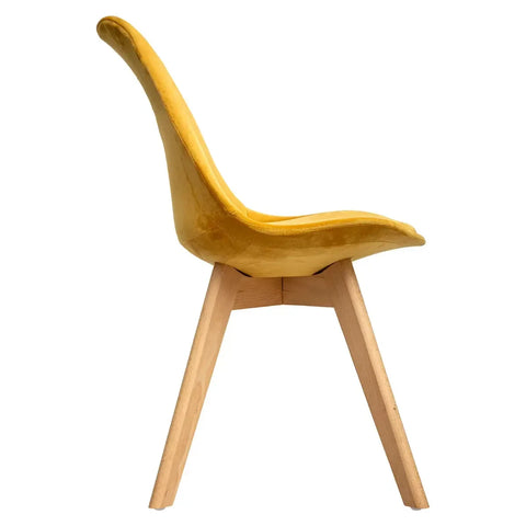 Chaise De Table En Velours Baya Jaune Ocre