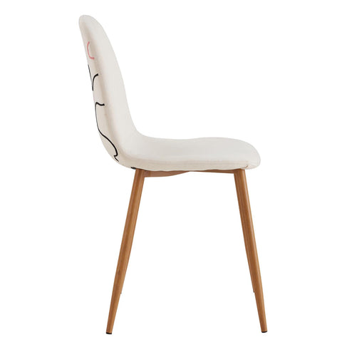 Chaise Design Poésie Pieds En Métal Beige