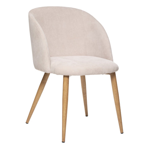 Chaise En Velours Celeste Pieds Imitation Hêtre Beige