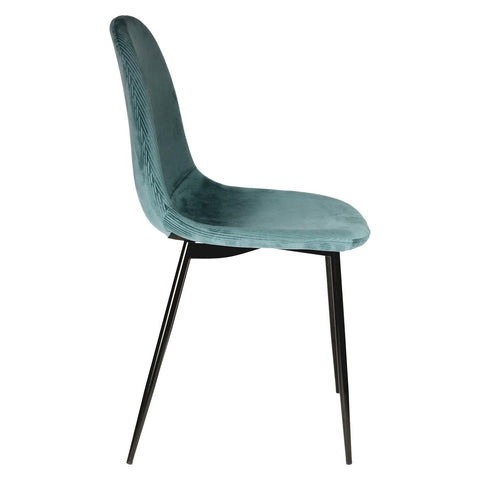 Chaise En Velours Côtelé Giulia Bleu Canard