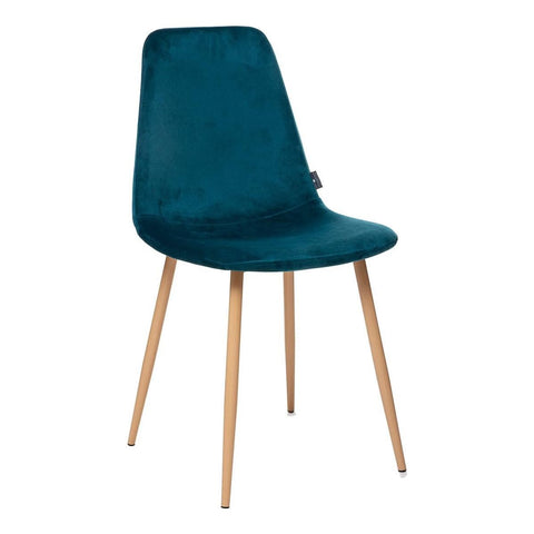 Chaise Roka En Velours Bleu Canard