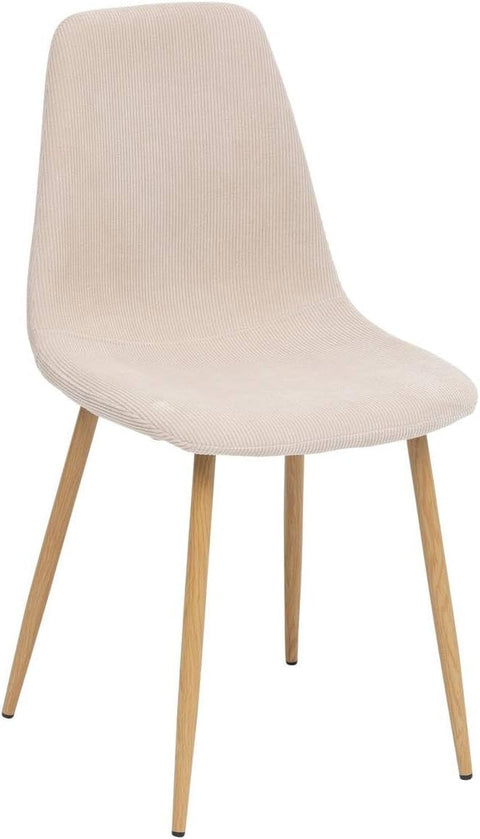 Chaise De Table Roka En Velours Cotêlé Beige