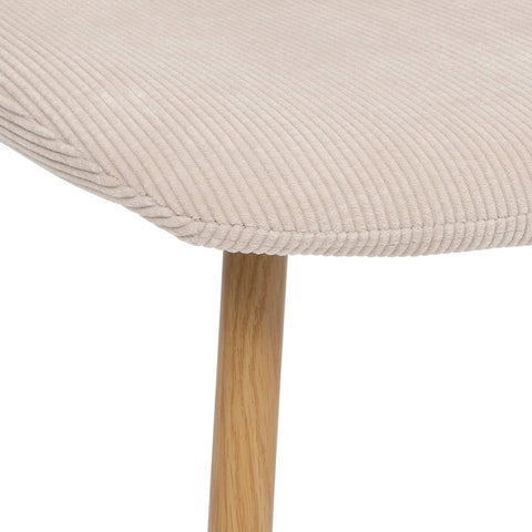 Chaise De Table Roka En Velours Cotêlé Beige