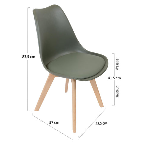 Chaise Scandinave Coque Rembourrée Verte