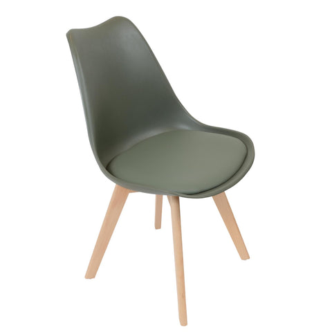 Chaise Scandinave Coque Rembourrée Verte