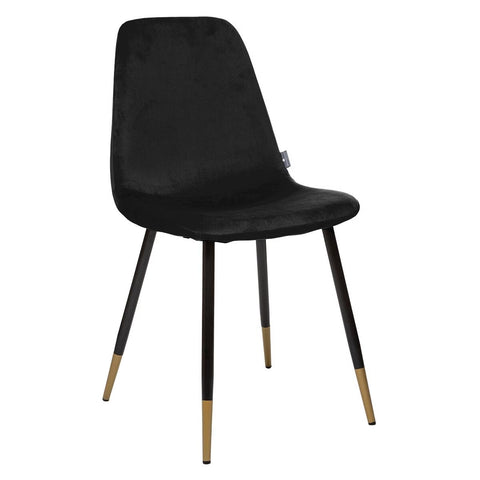 Chaise Tyka En Velours Pieds Métal Noire