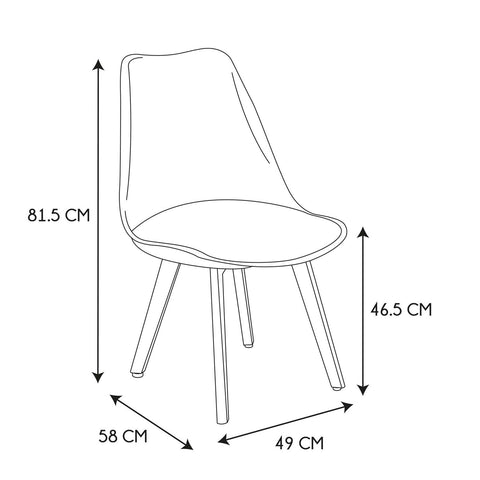 Chaise scandinave Kaki dimensions