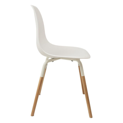 Chaise scandinave blanche et pied en bois