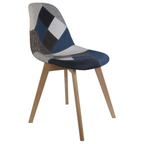 Chaise scandinave patchwork bleu gris