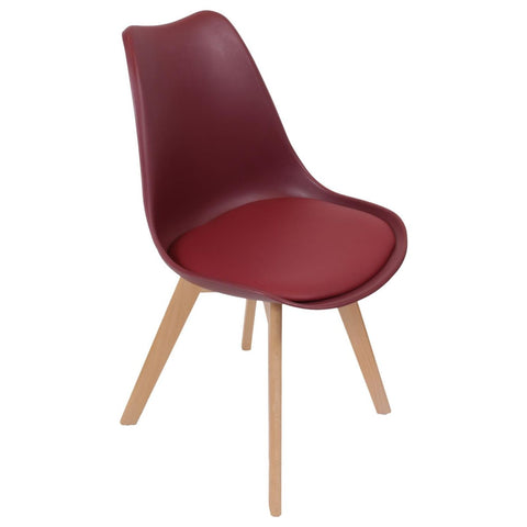 Chaise scandinave rouge bordeaux