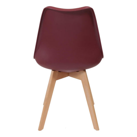 Chaise scandinave rouge plastique et bois