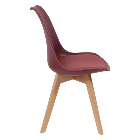 Chaise scandinave rouge rembourrée