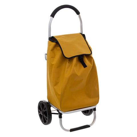 Chariot De Marché Pliable 2 Roues Jaune Moutarde