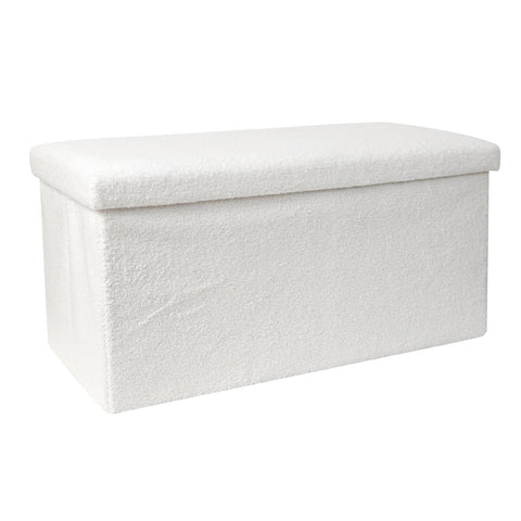 Coffre Banc Pliable En Bouclette Blanc