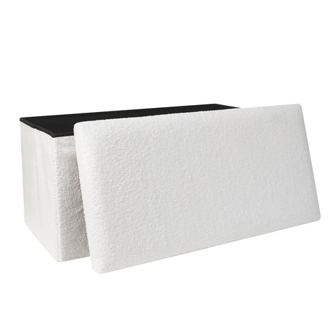 Coffre Banc Pliable En Bouclette Blanc