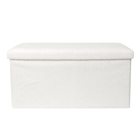 Coffre Banc Pliable En Bouclette Blanc