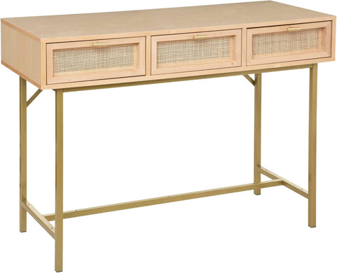 Console 3 tiroirs Rayo cannage Beige