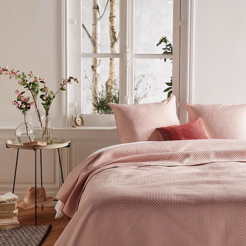 Dessus De Lit Avec 2 Taies Dolce Rose Poudre 240x260