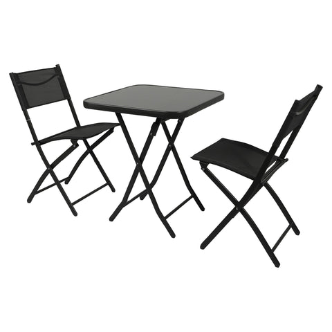 Ensemble De Jardin Table Avec 2 Chaises Noir