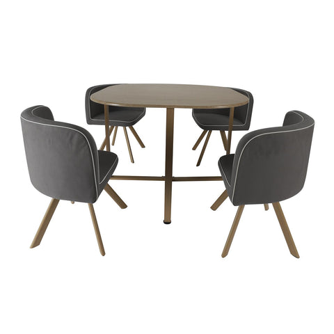 Set Table à manger avec 4 chaises en bois Gris