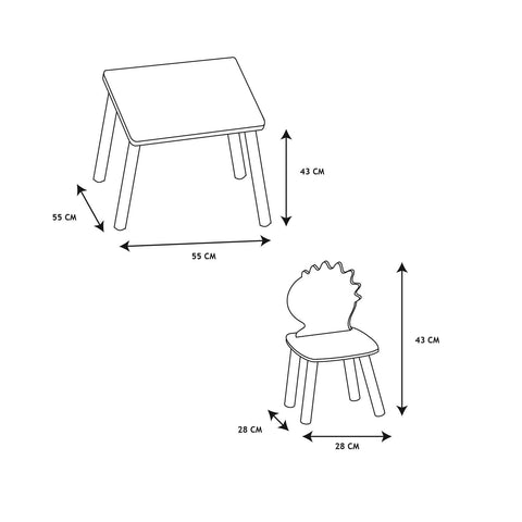 Ensemble Table et 2 chaises Dino Bleu