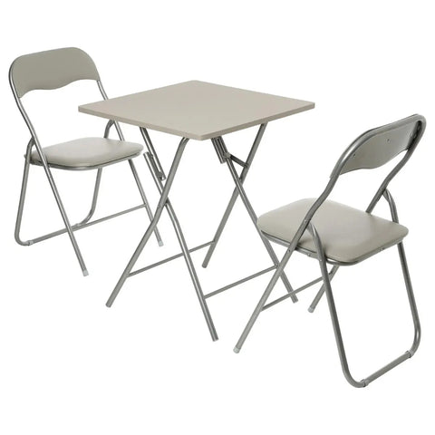 Ensemble Table pliante avec 2 chaises PVC Beige