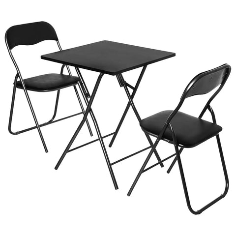 Ensemble Table pliante avec 2 chaises PVC Noire