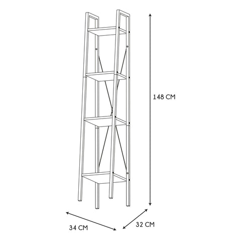 Etagère En Métal Et Bois 4 niveaux Loka Noir