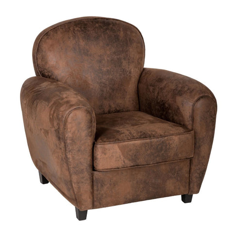 Fauteuil Club Stanis Effet Cuir Marron